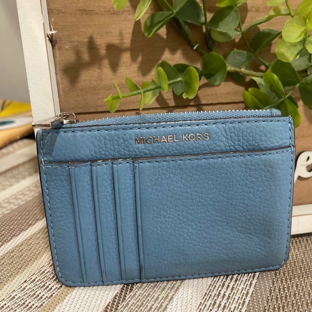 Michael Kors Met Center Stripe Small Top Zip Coin Pouch with ID Holder Wallet